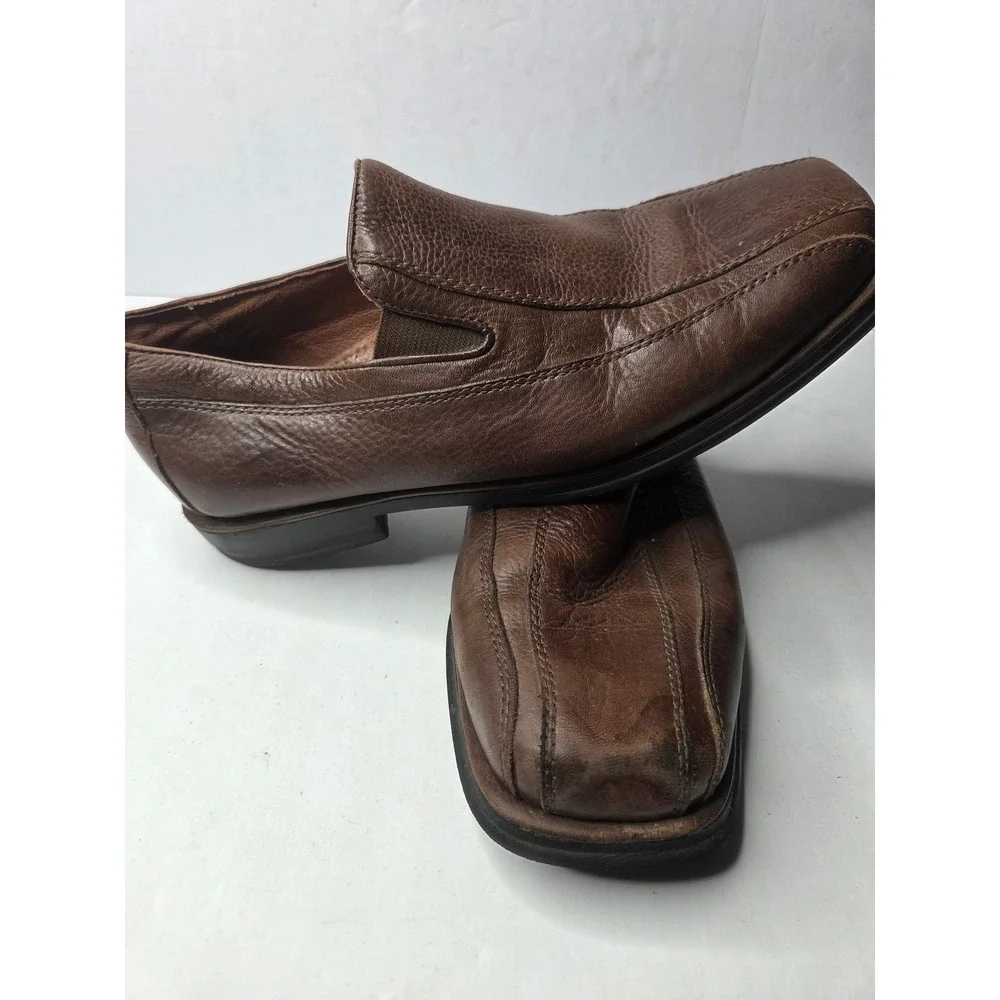 Nunn Bush Brown Leather Slip On Loafers Mens‎ 8.5 D Comfort Gel 533 Brazil